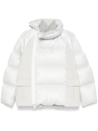 Sacai Panelled Puffer Jacket In White