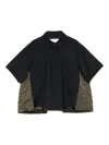 Sacai Panelled Short-sleeve Shirt In Black