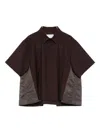 Sacai Panelled Short-sleeved Shirt In Brown