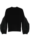 Sacai Black Cotton And Nylon Sweater In Black