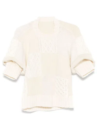 Sacai Panelled Sweater In White