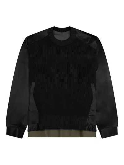 Sacai Panelled Sweatshirt In Black