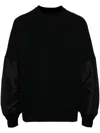 Sacai Twill X Sponge Sweat Pullover In Black