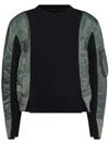 Sacai Mixed-media Colorblock Sweatshirt In Blue
