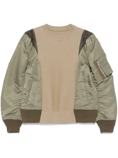 Sacai Panelled Sweatshirt In Green