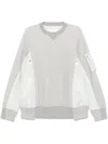 Sacai Gray Sponge Sweat X Nylon Twill Pullover Sweatshirt In Grey