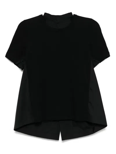 Sacai Panelled T-shirt In Black