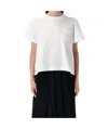 Sacai Panelled T-shirt With Ribbed Neckline And Satin Ruffled Detailing In White
