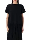 Sacai Sheer Back Panel Cotton T-shirt With Ruffle Detail