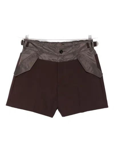 Sacai Panelled Tailored Shorts In Brown