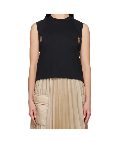 Sacai Panelled Tank Top In Nude