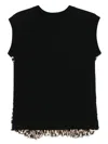 Sacai Animal Print Cap Sleeve Top In Schwarz