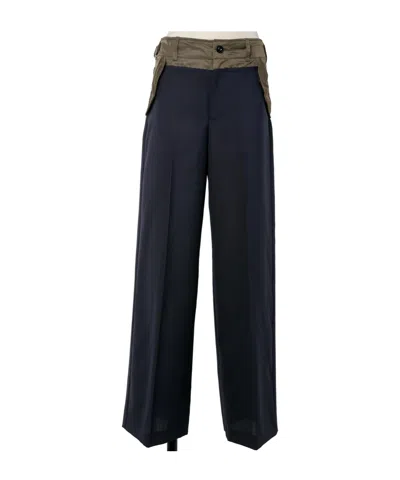 Sacai Panelled Trousers In Blue