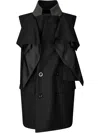 Sacai Black Polyester Blend Trench Coat In Black