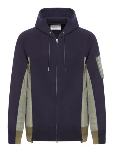 Sacai Panelled Zip In Blue