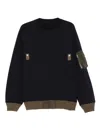 Sacai Panelled Zip-fastening Sweater In Blue