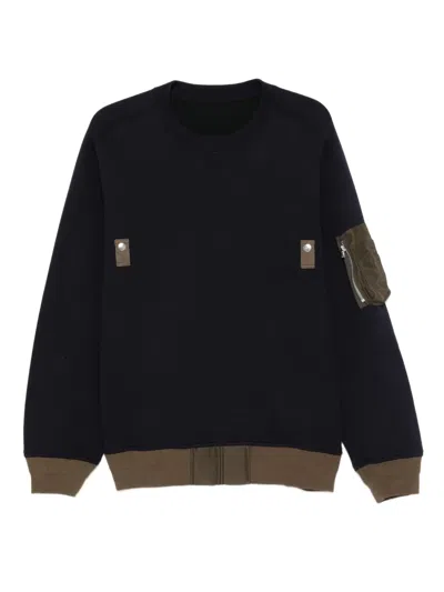 SACAI PANELLED ZIP-FASTENING SWEATER