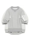Sacai Panelled Zip-fastening Sweatshirt In Gray