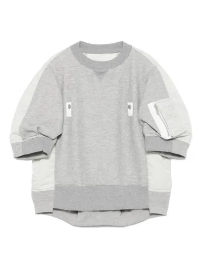 SACAI PANELLED ZIP-FASTENING SWEATSHIRT