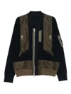 Sacai Nylon Twill X Knit Blouson In Blue