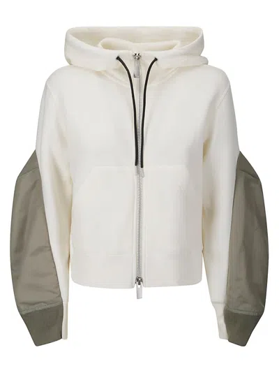 Sacai Nylon Twill X Sponge Sweat Hoodie In White