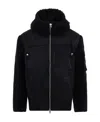 Sacai Black Faux-shearling X Faux-fur Hoodie In Black