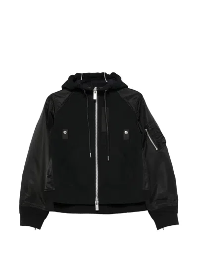 Sacai Sponge Sweat X Nylon Twill Small Hoodie In Animal Print
