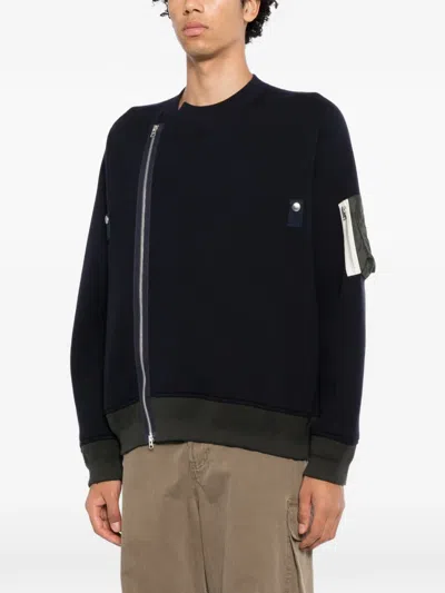 Sacai Panelled Zip-up Jacket In Black