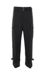 Sacai Belted Cotton Pants In Black