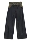 Sacai Panelled Cotton Jeans In Black