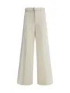 Sacai Wide Leg Denim Trousers With Button Detail In White