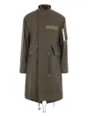 Sacai Patch-pocket Drawstring Coat In Green