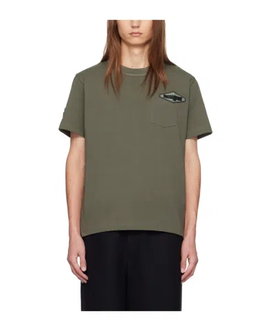 Sacai Patchwork Crew Neck T-shirt In Green