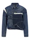 Sacai Patchwork Denim Jacket Puffer Jackets Blue In Blue