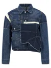 Sacai Patchwork Denim Jacket Puffer Jackets Blue In Blue