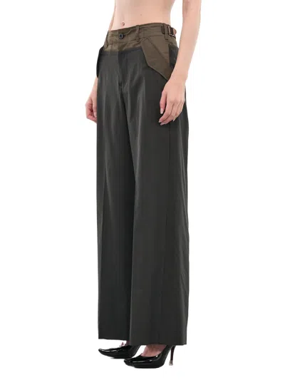 Sacai Patchwork Design Casual Pants In Black