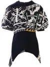 Sacai Patchwork Short-sleeve Sweater In 黑色