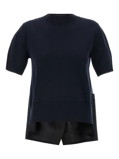Sacai Patchwork Short-sleeved T-shirt In Blue