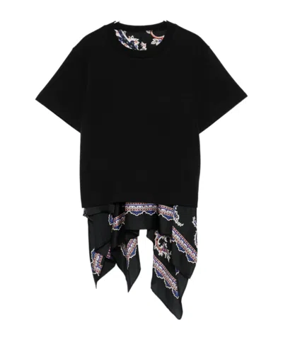 Sacai Patchwork T-shirt In Black