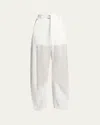 Sacai Patchwork Wool Wide-leg Pants With Belt In White