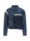 Sacai Patchwork-design Denim Jacket In Blue