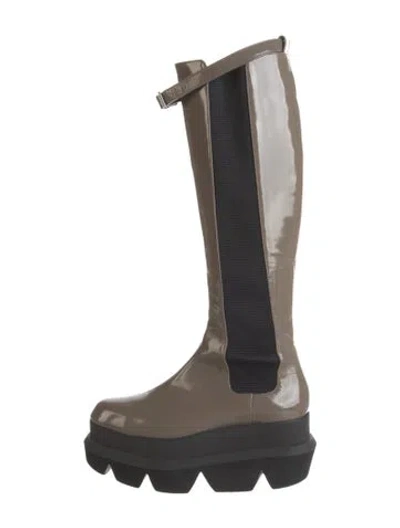 Pre-owned Sacai Patent Leather Boots In Black/neutrals