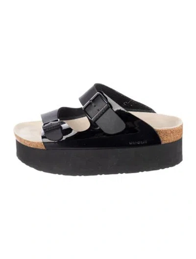 Pre-owned Sacai Patent Leather Slides In Blue