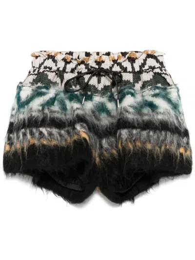 Sacai Pattern-jacquard Shorts In Black