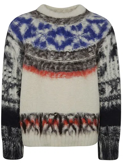 Sacai Brushed-effect Sweater In White