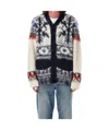 Sacai Off-white Pattern Knit Cardigan In Gray