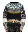 Sacai Pattern Alpaca Blend Knit Sweater In Black