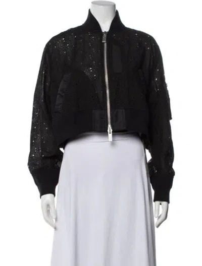 Pre-owned Sacai Patterned Bomber Jacket In Black
