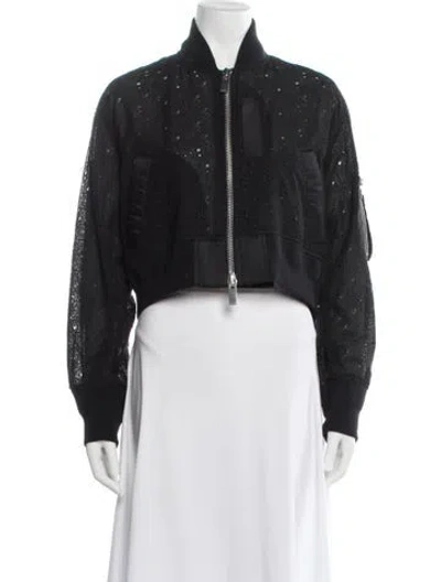 Pre-owned Sacai Patterned Bomber Jacket In Black