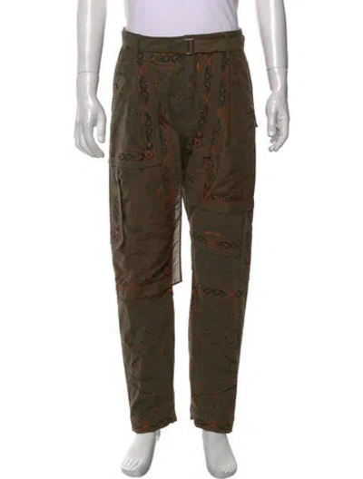 Pre-owned Sacai Patterned Cargo Pants In Green